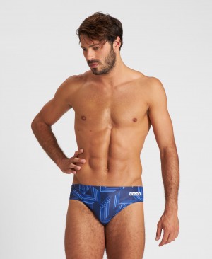 Navy Arena Puzzled Men's Briefs | 51866993