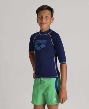 Navy Arena Short Sleeve Boys' Rashguards | 27130633