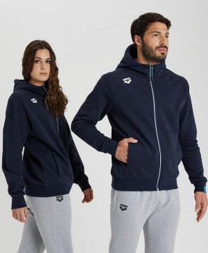 Navy Arena Team Hooded Panel Men's Jackets | 65534545