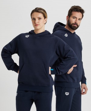 Navy Arena Team Hooded Panel Men's Sweatshirts | 98077980