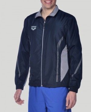 Navy Arena Team Line Warm-up Men's Jackets | 82643375