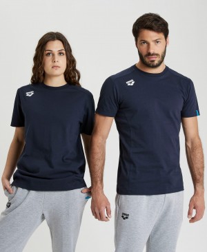 Navy Arena Team Panel Men's T Shirts | 51441034