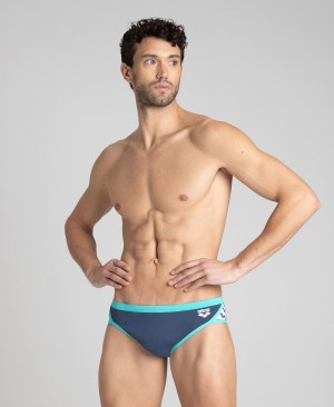 Navy Arena Team Stripe Men's Briefs | 29015162