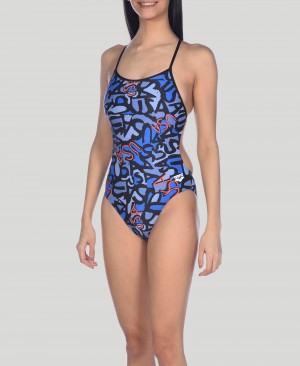 Navy Arena USA Allover Booster Back Women's Swimsuits | 70287978