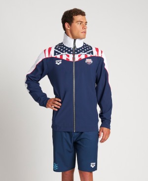 Navy Arena USA Swimming Team Kit Warm Up - Official Line Women's Jackets | 70750459