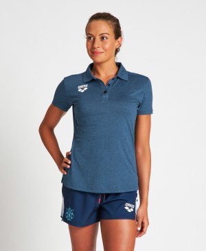 Navy Arena USA Tech Women's Polo Shirts | 58931226