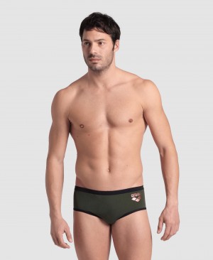 Olive Arena One Big Logo Men's Briefs | 47243523