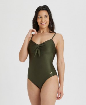 Olive Arena Solid U Back Women's Swimsuits | 85996700