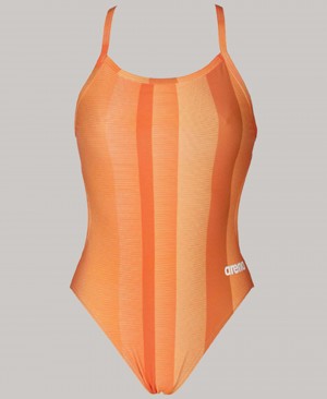 Orange Arena Blended Stripe Challenge Back Women's Swimsuits | 24922888