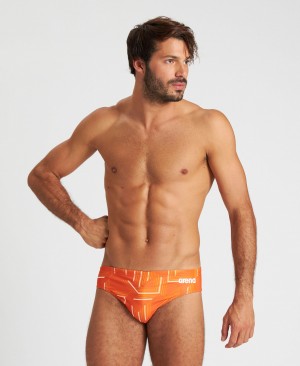 Orange Arena Puzzled Men's Briefs | 23115956