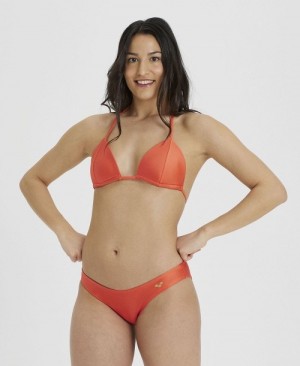 Orange Arena Solid Triangle Women's Bikinis | 21777971