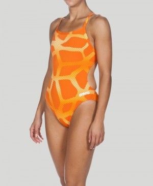 Orange Arena Spider Challenge Back Women's Swimsuits | 44715523