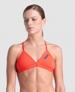 Orange Arena Team Tie Back Solid Women's Bikini Tops | 45846104