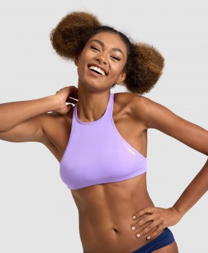 Purple Arena Crop Think Women's Bikini Tops | 24284638