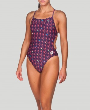 Purple Arena Dolphin Booster Back Women's Swimsuits | 6454480