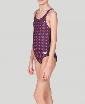 Purple Arena Dolphin Youth Swim Pro Back Girls' Swimsuits | 1276533