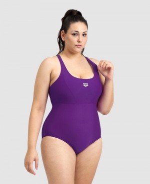 Purple Arena Solid Control Pro Back Plus Women's Swimsuits | 93344464