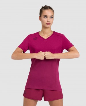 Purple Arena Team Panel Women's T Shirts | 20939025