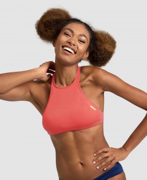 Red Arena Crop Think Women's Bikini Tops | 79697803