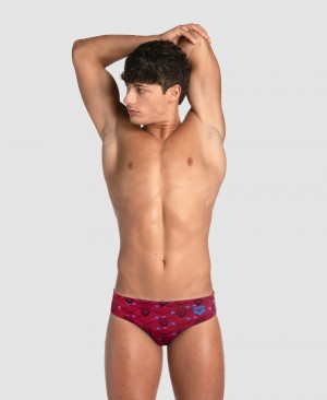 Red Arena Hearts Print Of The Month Men's Briefs | 3800208