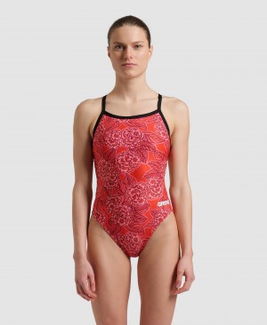 Red Arena Hydrangea Bouquet Challenge Back Women's Swimsuits | 7148570