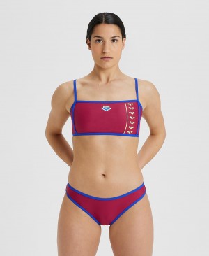 Red Arena Icons Logo Bandeau Women's Bikinis | 38126291