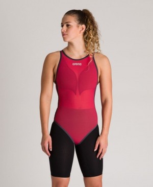 Red Arena Powerskin Carbon Duo Top Women's Racing Suit | 79903956