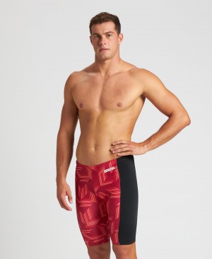 Red Arena Puzzled Jammer Men's Swim Shorts | 65663939