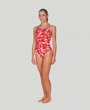 Red Arena Shattered Glass Light Drop Back Women's Swimsuits | 62878061