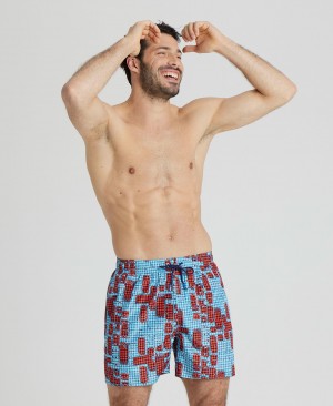 Turquoise Arena Allover Print Beach Men's Boxer | 23439157