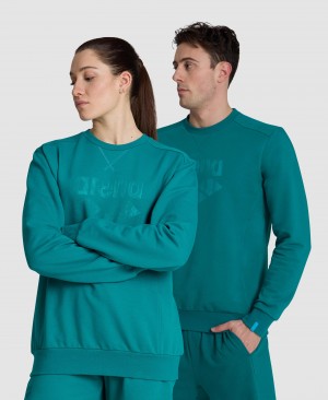 Turquoise Arena Logo Crewneck Men's Sweatshirts | 62745011