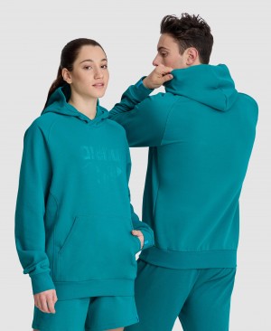 Turquoise Arena Logo Hooded Women's Sweatshirts | 39428896