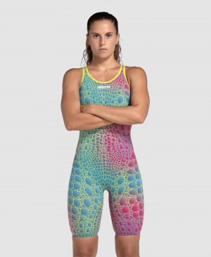 Turquoise Arena Powerskin Carbon Air2 Caimano Limited Edition Open Back Women's Racing Suit | 94027170