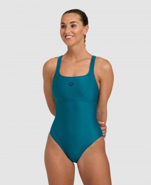 Turquoise Arena Solid Control Pro Back Women's Swimsuits | 234510