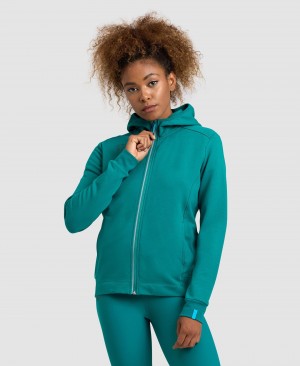 Turquoise Arena Team Hooded Panel Women's Jackets | 31126539