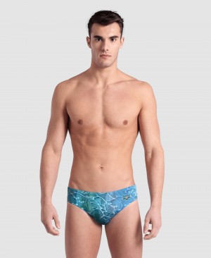 Turquoise Arena Water Day Print Of The Month Men's Briefs | 24685886