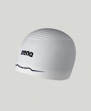 White Arena Aquaforce Wave Small Logo Men's Swim Cap | 12525656