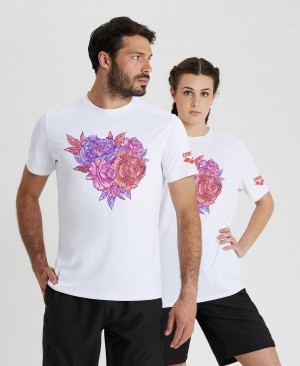 White Arena Breast Cancer Men's T Shirts | 79694989