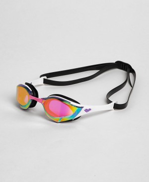 White Arena Cobra Edge Swipe Mirror Women's Swimming Goggles | 82876803