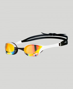 White Arena Cobra Ultra Swipe Mirror Men's Swimming Goggles | 62280101