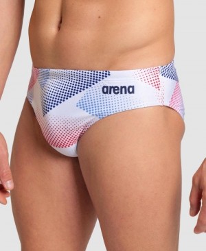 White Arena Halftone Men's Briefs | 13696810