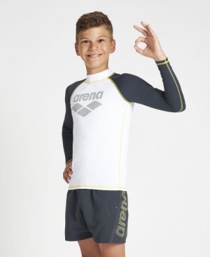 White Arena Long Sleeve Boys' Rashguards | 95212029