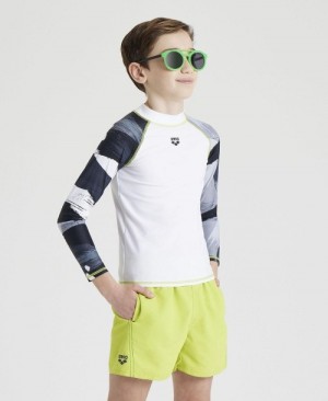 White Arena Long Sleeve Boys' Rashguards | 37969670