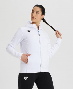 White Arena Team Hooded Panel Women's Jackets | 34556071