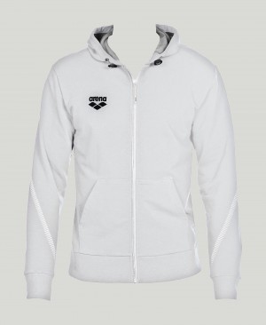 White Arena Team Line Hooded Men's Jackets | 95059229