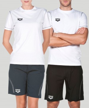 White Arena Team Line Short Sleeve Men's T Shirts | 33818613