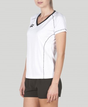 White Arena Team Line Short Sleeve Women's T Shirts | 75952882