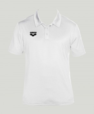 White Arena Team Line Tech Short Sleeve Men's Polo Shirts | 99463051