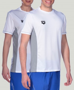 White Arena Team Line Tech Short Sleeve Men's T Shirts | 42196195