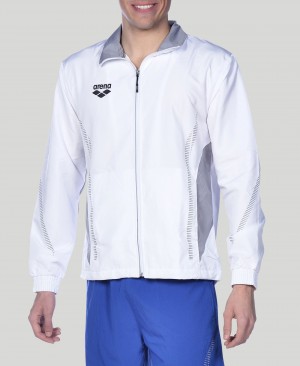 White Arena Team Line Warm-up Men's Jackets | 31844773